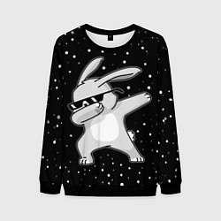 Свитшот мужской Кролик ДЭБ и снегопад, цвет: 3D-черный