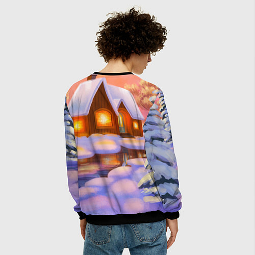 Мужской свитшот Зайчик с большой морковью / 3D-Черный – фото 4