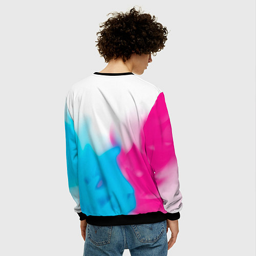 Мужской свитшот JAC neon gradient style: символ сверху / 3D-Черный – фото 4