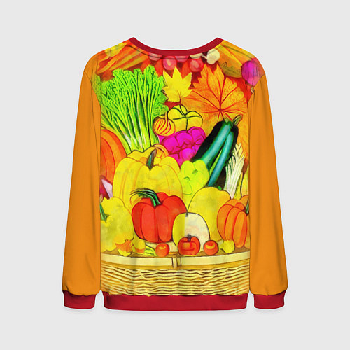 Мужской свитшот Плетеная корзина, полная фруктов и овощей / 3D-Красный – фото 2
