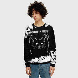 Свитшот мужской Группа Король и Шут и рок кот, цвет: 3D-черный — фото 2