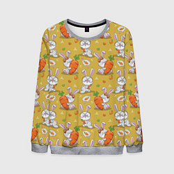 Свитшот мужской Милый кролик с морковкой, цвет: 3D-меланж