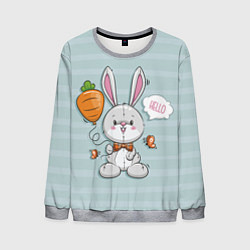 Свитшот мужской Милый зайка с шариком-морковкой, цвет: 3D-меланж
