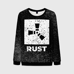 Свитшот мужской Rust с потертостями на темном фоне, цвет: 3D-черный