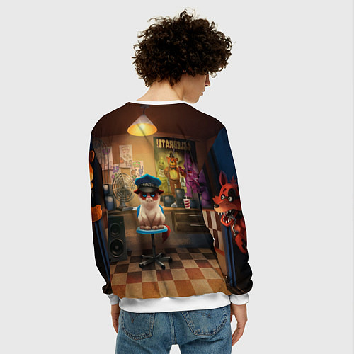 Мужской свитшот Сердитый кот / 3D-Белый – фото 4