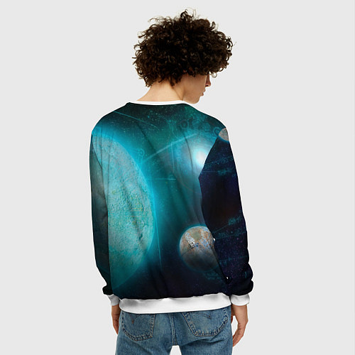 Мужской свитшот Космос и планеты / 3D-Белый – фото 4