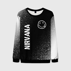 Свитшот мужской Nirvana glitch на темном фоне: надпись, символ, цвет: 3D-черный