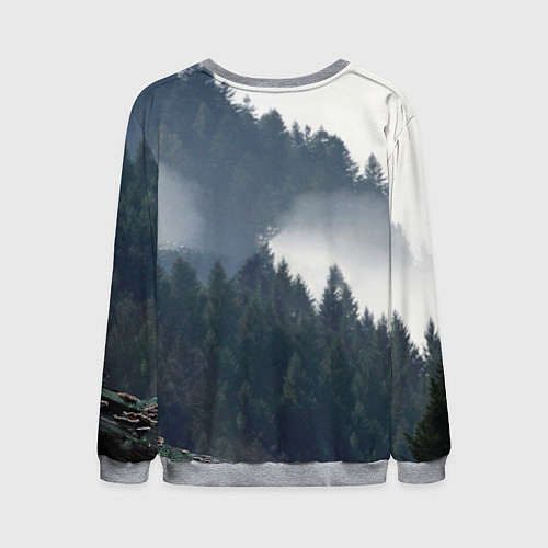 Мужской свитшот Волк на фоне леса / 3D-Меланж – фото 2