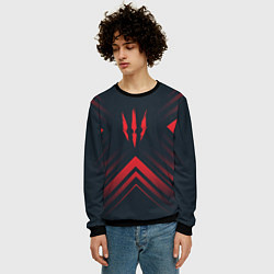 Свитшот мужской Красный символ The Witcher на темном фоне со стрел, цвет: 3D-черный — фото 2