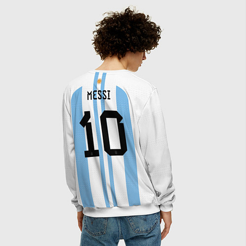 Мужской свитшот Месси Аргентина ЧМ 2022 / 3D-Белый – фото 4