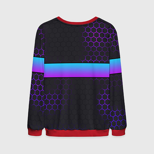 Мужской свитшот Слава всегда прав - неоновые соты / 3D-Красный – фото 2