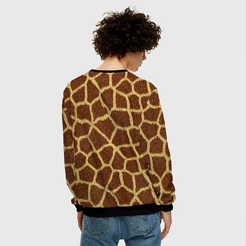 Мужской свитшот Текстура жирафа / 3D-Черный – фото 4