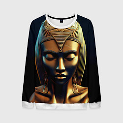 Свитшот мужской Нейросеть - золотая статуя египетской царицы, цвет: 3D-белый
