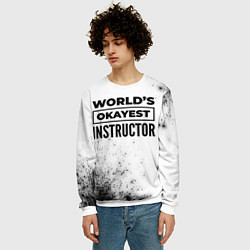 Свитшот мужской Worlds okayest instructor - white, цвет: 3D-белый — фото 2