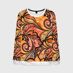 Свитшот мужской Multicolored branching floral patterns, цвет: 3D-белый