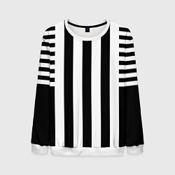 Свитшот мужской Черно белый узор в полоску, цвет: 3D-белый