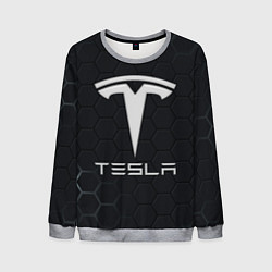 Свитшот мужской Tesla логотип - матовое стекло, цвет: 3D-меланж