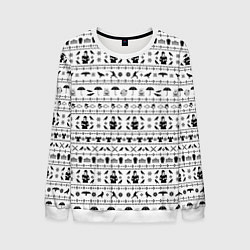 Свитшот мужской Black pattern Wednesday Addams, цвет: 3D-белый