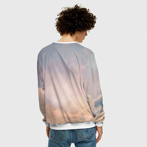 Мужской свитшот Victoria 3 на фоне облаков / 3D-Белый – фото 4