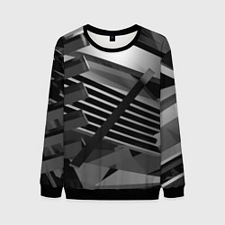 Мужской свитшот Жёсткий абстрактный серый и тёмно-серый металл
