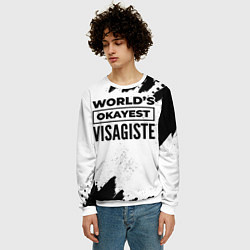 Свитшот мужской Worlds okayest visagiste - white, цвет: 3D-белый — фото 2