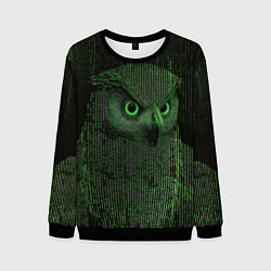 Свитшот мужской Сова в стиле ASCII-графики, цвет: 3D-черный