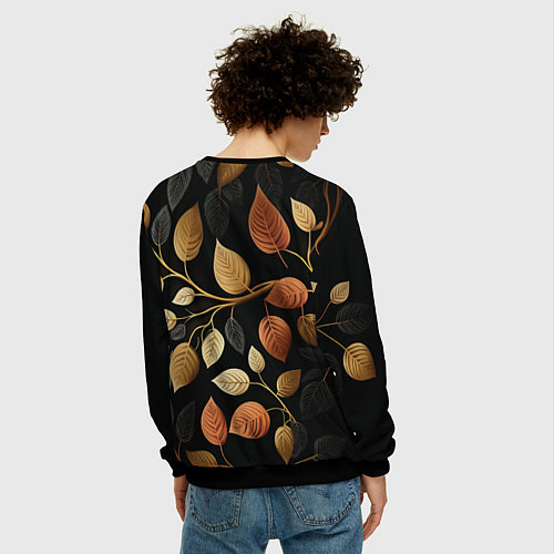 Мужской свитшот Осеннее настроение - листья / 3D-Черный – фото 4