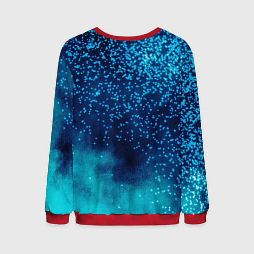 Мужской свитшот Градиент голубой и синий текстурный с блестками / 3D-Красный – фото 2