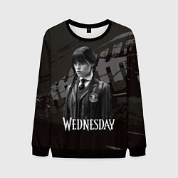 Свитшот мужской Wednesday black and white, цвет: 3D-черный
