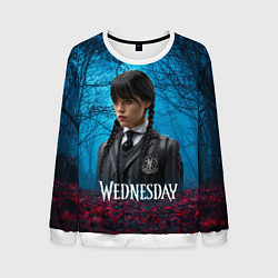 Свитшот мужской Wednesday таинственный лес, цвет: 3D-белый