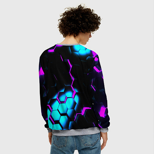 Мужской свитшот Неоновая броня fortnite / 3D-Меланж – фото 4