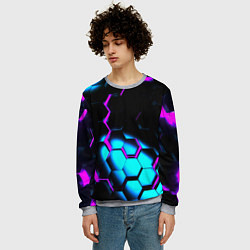 Свитшот мужской Неоновая броня fortnite, цвет: 3D-меланж — фото 2