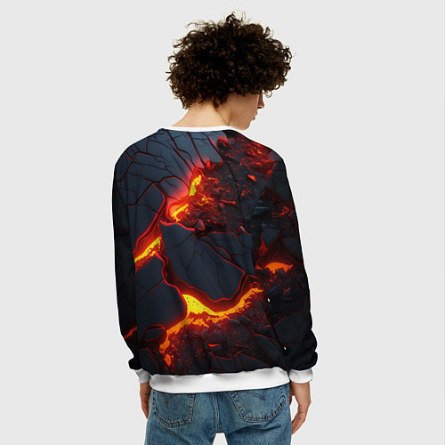 Мужской свитшот Красивая неоновая лава / 3D-Белый – фото 4