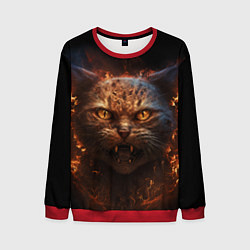 Свитшот мужской Огненный кот, цвет: 3D-красный