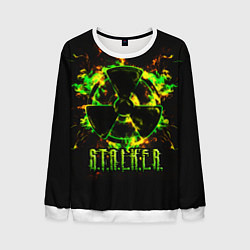 Свитшот мужской S T A L K E R yellow-green fire, цвет: 3D-белый