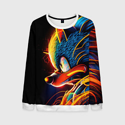 Свитшот мужской Яркий неоновый соник, цвет: 3D-белый