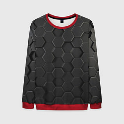 Свитшот мужской Abstraction hexagon grey, цвет: 3D-красный