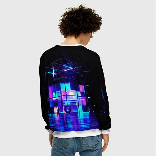 Мужской свитшот Девушка в киберпанке / 3D-Белый – фото 4