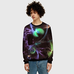 Свитшот мужской Магические фиолетовые волны и цветные космические, цвет: 3D-черный — фото 2