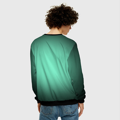 Мужской свитшот Аквамариновый градиент / 3D-Черный – фото 4