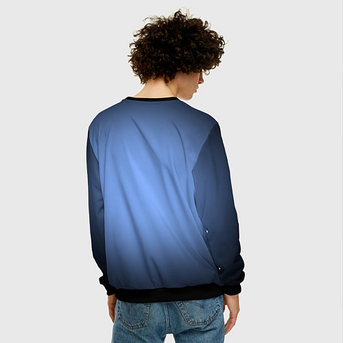 Мужской свитшот Васильковый оттенок с черной виньеткой / 3D-Черный – фото 4