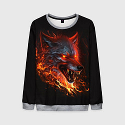 Свитшот мужской Огненный злой волк с красными глазами, цвет: 3D-меланж