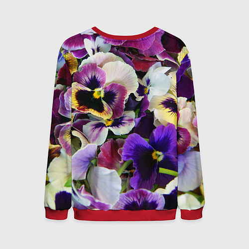 Мужской свитшот Красивые анютины глазки / 3D-Красный – фото 2