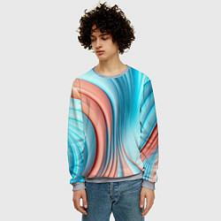 Свитшот мужской Кораллово-голубая абстрактная волна, цвет: 3D-меланж — фото 2