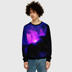 Свитшот мужской Неоновый туманный космос, цвет: 3D-черный — фото 2