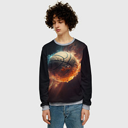 Свитшот мужской Баскетбольный мяч в космосе, цвет: 3D-меланж — фото 2