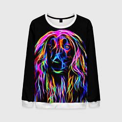 Свитшот мужской Dog - neon lines, цвет: 3D-белый
