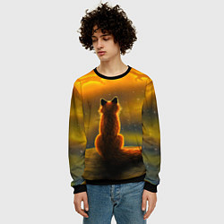 Свитшот мужской Лиса духи предков, цвет: 3D-черный — фото 2