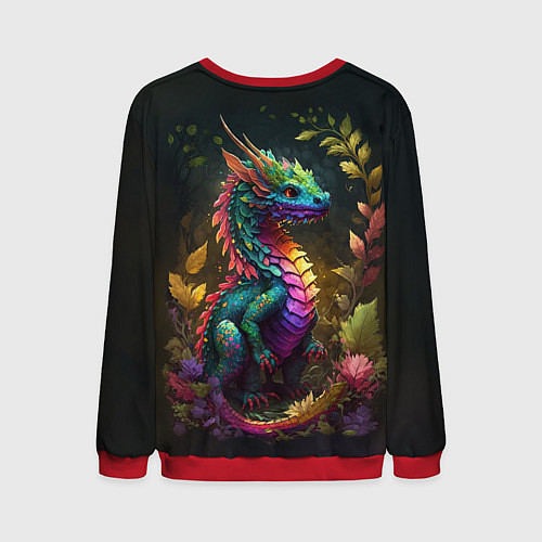 Мужской свитшот Разноцветный дракончик в лесу / 3D-Красный – фото 2