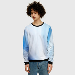 Свитшот мужской Светлые синие и голубые волны, цвет: 3D-черный — фото 2